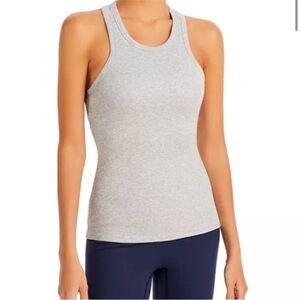 ALO Grey Ribbed Aspire Racerback Tank Top built in bra XS fits like XXS NWT